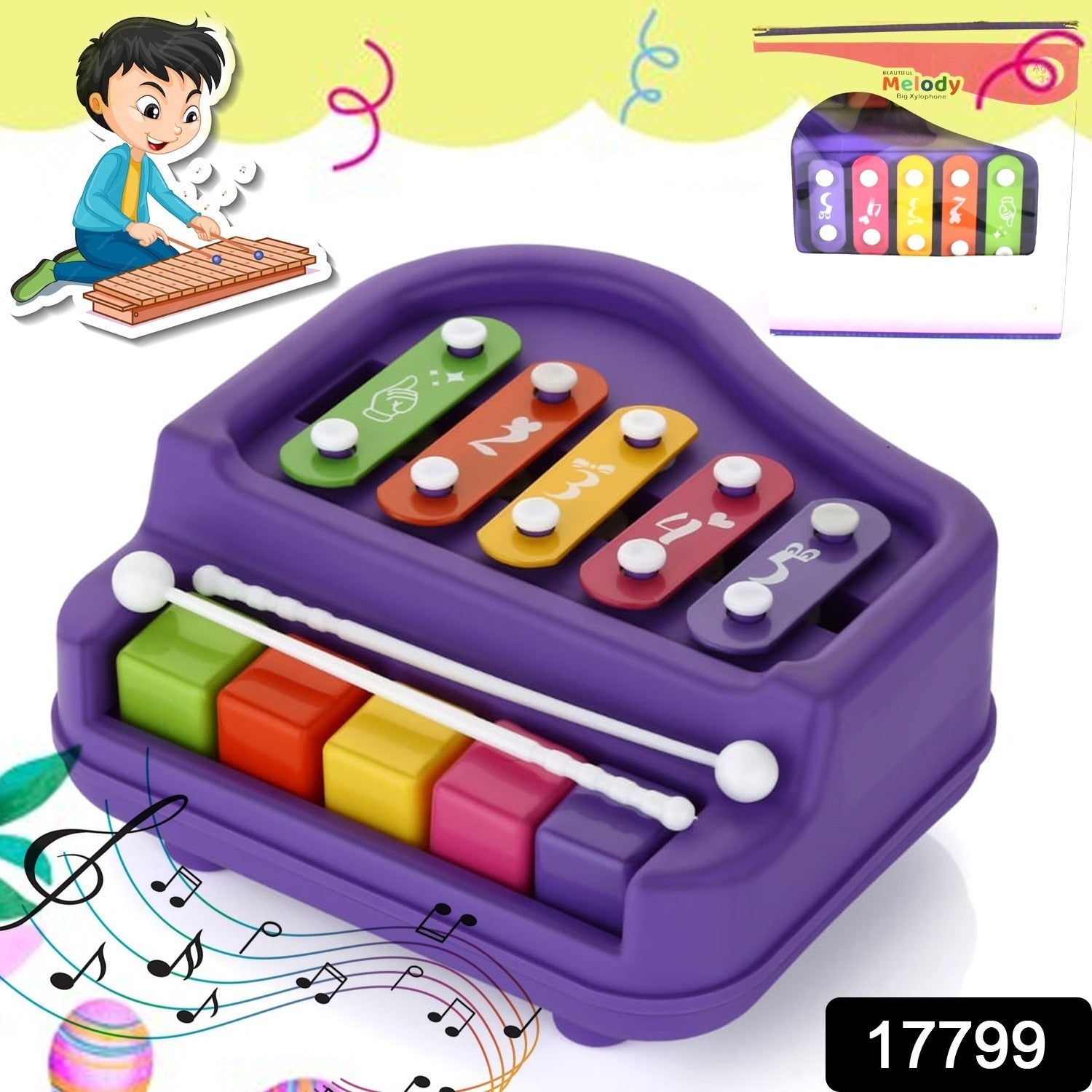 17799 2 in 1 Baby Piano Xylophone Toy for Toddlers, 5 Multicolored Key Keyboard Xylophone Piano, Preschool Educational Musical Learning Instruments Toy for Baby Kids Girls Boys 3+ Years (1 Pc) 17799 2 in 1 Baby Piano Xylophone Toy for Toddlers, 5 Multicolored Key Keyboard Xylophone Piano, Preschool Educational Musical Learning Instruments Toy for Baby Kids Girls Boys 3+ Years (1 Pc)